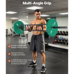 VEVOR Multi-Grip Barbell, 2-inch 3 Positions Swiss Bar, 550 LBS Capacity Heavy Duty Swiss Barbell Training Equipment, with 2 Collars and Knurled Grips, for Home Gym, Support Pressing, Lifting Curls