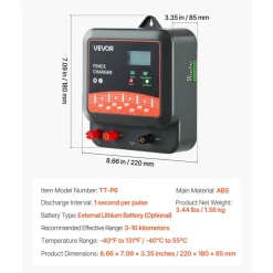 VEVOR Multi-Powered Electric Fence Charger, 2J/3J/5J, Electric Fence Energizer with Real-Time LED Display, 6.2 Miles Range, AC DC Powerful Fences Charger, Keep Out Wild Animals, for Livestock Poultry