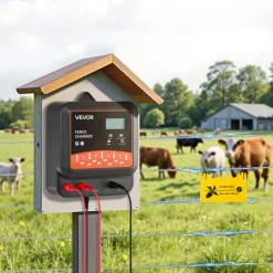 VEVOR Multi-Powered Electric Fence Charger, 2J/3J/5J, Electric Fence Energizer with Real-Time LED Display, 6.2 Miles Range, AC DC Powerful Fences Charger, Keep Out Wild Animals, for Livestock Poultry