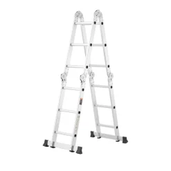 VEVOR Multi-Purpose Folding Ladder, 7-in-1 Tall Step Ladder, A Frame 3 Step Adjustable Telescoping Ladder, 12ft Reach Height Heavy Duty Extension Ladder, 330 lbs Capacity for Household Outdoor Work