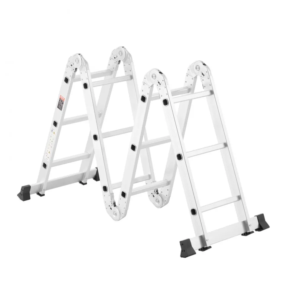 VEVOR Multi-Purpose Folding Ladder, 7-in-1 Tall Step Ladder, A Frame 3 Step Adjustable Telescoping Ladder, 12ft Reach Height Heavy Duty Extension Ladder, 330 lbs Capacity for Household Outdoor Work
