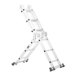 VEVOR Multi-Purpose Folding Ladder, 7-in-1 Tall Step Ladder, A Frame 3 Step Adjustable Telescoping Ladder, 12ft Reach Height Heavy Duty Extension Ladder, 330 lbs Capacity for Household Outdoor Work