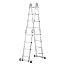 VEVOR Multi-Purpose Folding Ladder, 7-in-1 Tall Extension Step Ladder, A Frame 4 Step Telescoping Ladder, 15.5ft Reach Height Heavy Duty Adjustable Ladder, 330 lbs Capacity for Home Outdoor