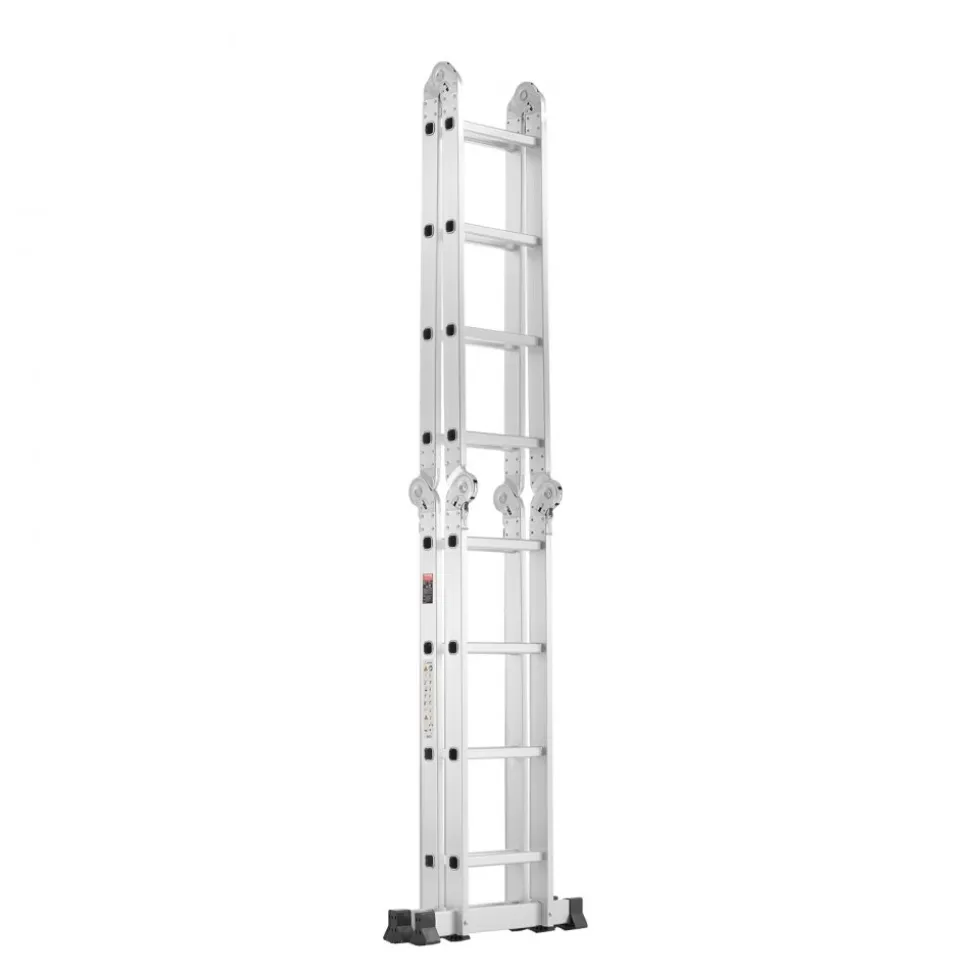 VEVOR Multi-Purpose Folding Ladder, 7-in-1 Tall Extension Step Ladder, A Frame 4 Step Telescoping Ladder, 15.5ft Reach Height Heavy Duty Adjustable Ladder, 330 lbs Capacity for Home Outdoor
