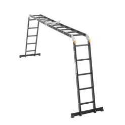 VEVOR Multi-Purpose Folding Ladder, 7-in-1 Tall Extension Step Ladder, A Frame 5 Step Telescoping Ladder, 19ft Reach Height Heavy Duty Adjustable Ladder, 330 lbs Capacity for Home Outdoor Metal