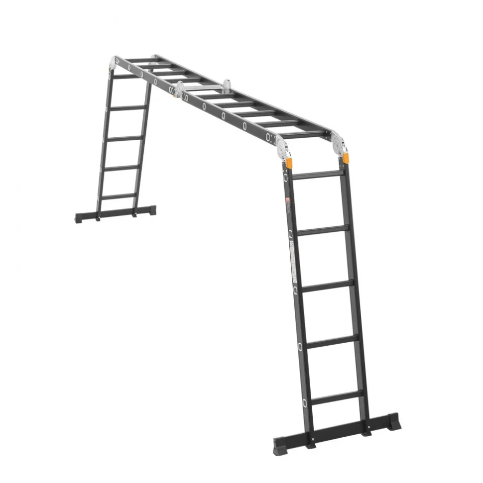 VEVOR Multi-Purpose Folding Ladder, 7-in-1 Tall Extension Step Ladder, A Frame 5 Step Telescoping Ladder, 19ft Reach Height Heavy Duty Adjustable Ladder, 330 lbs Capacity for Home Outdoor Metal