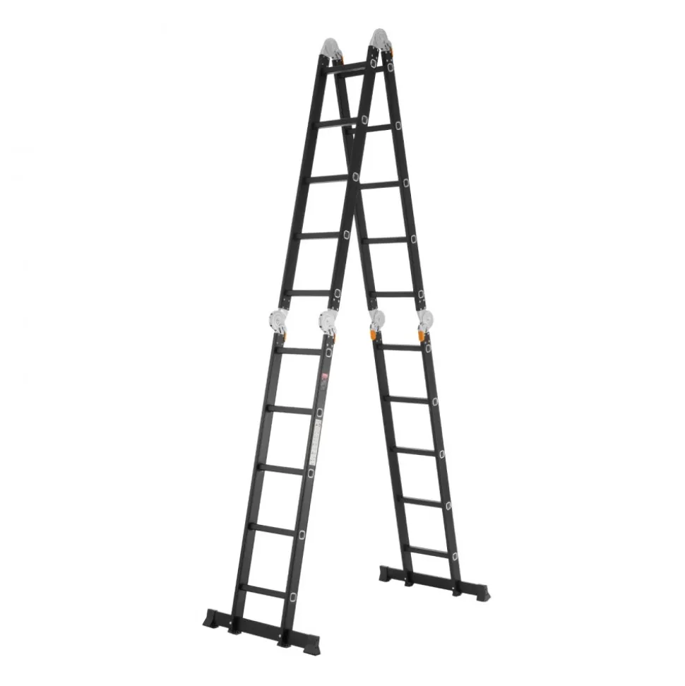 VEVOR Multi-Purpose Folding Ladder, 7-in-1 Tall Extension Step Ladder, A Frame 5 Step Telescoping Ladder, 19ft Reach Height Heavy Duty Adjustable Ladder, 330 lbs Capacity for Home Outdoor Metal