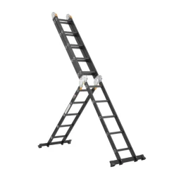 VEVOR Multi-Purpose Folding Ladder, 7-in-1 Tall Extension Step Ladder, A Frame 5 Step Telescoping Ladder, 19ft Reach Height Heavy Duty Adjustable Ladder, 330 lbs Capacity for Home Outdoor Metal