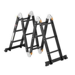VEVOR Multi-Purpose Folding Ladder, 7-in-1 Tall Extension Step Ladder, A Frame 3 Step with Scaffolding Plank Telescoping Ladder, 12ft Reach Height Heavy Duty Ladder, 330 lbs Capacity for Home Outdoor