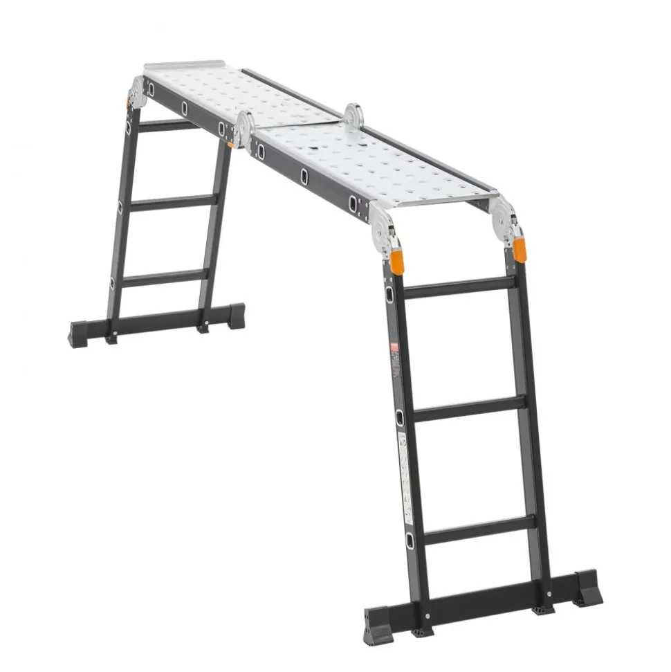 VEVOR Multi-Purpose Folding Ladder, 7-in-1 Tall Extension Step Ladder, A Frame 3 Step with Scaffolding Plank Telescoping Ladder, 12ft Reach Height Heavy Duty Ladder, 330 lbs Capacity for Home Outdoor