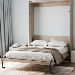 VEVOR Murphy Bed Kit, Full Size, Vertical Deluxe DIY Wall Bed Mechanical Hardware Kit, Pneumatic Lever Heavy Duty Bed Frame Support, Folding Cabinet Wall Bed Space Saving Design for Guestroom