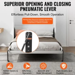 VEVOR Murphy Bed Kit, Full Size, Vertical Deluxe DIY Wall Bed Mechanical Hardware Kit, Pneumatic Lever Heavy Duty Bed Frame Support, Folding Cabinet Wall Bed Space Saving Design for Guestroom