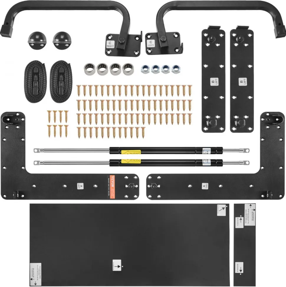 VEVOR Murphy Bed Kit, Queen Size, Vertical Deluxe DIY Wall Bed Mechanical Hardware Kit, Pneumatic Lever Heavy Duty Bed Frame Support, Folding Cabinet Wall Bed Space Saving Design for Guestroom