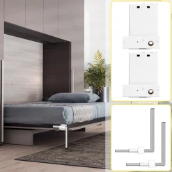 VEVOR Murphy Mounting Wall Springs Mechanism Heavy Duty Support Hardware DIY Kit for Queen Twin Size Bed (Horizontal), White