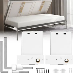 VEVOR Murphy Mounting Wall Springs Mechanism Heavy Duty Support Hardware DIY Kit for Queen Twin Size Bed (Horizontal), White