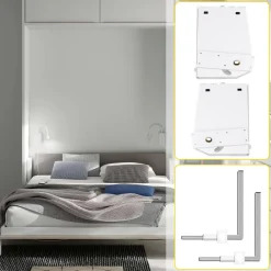 VEVOR Murphy Mounting Wall Springs Mechanism Heavy Duty Support Hardware DIY Kit for King Queen Bed (Vertical), White