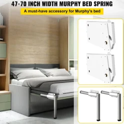 VEVOR Murphy Mounting Wall Springs Mechanism Heavy Duty Support Hardware DIY Kit for King Queen Bed (Vertical), White