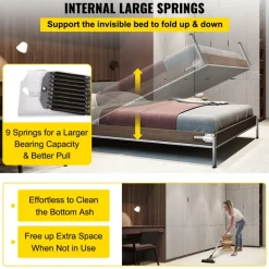 VEVOR Murphy Mounting Wall Springs Mechanism Heavy Duty Support Hardware DIY Kit for King Queen Bed (Vertical), White
