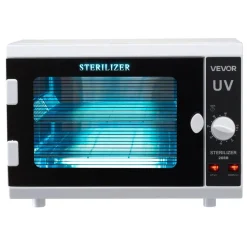 VEVOR Nail Tool Cleaning Machine, 12L Large Capacity, Knob Control, Tool Cabinet Cleaner Box with Timer Setting, Tempered Glass Door, 185nm Wavelength, for Labs, Home, Nail Salons, Beauty Salons