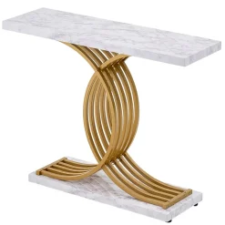 VEVOR Narrow Console Sofa Table, 39.4 inches Behind Couch Table, 1-Tier Long Entryway Table and Skinny Hallway Table, Narrow Sofa Table with Metal Frame, for Entryway, Hallway, Living Room & Bedroom