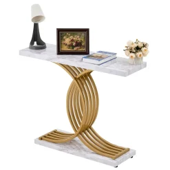 VEVOR Narrow Console Sofa Table, 39.4 inches Behind Couch Table, 1-Tier Long Entryway Table and Skinny Hallway Table, Narrow Sofa Table with Metal Frame, for Entryway, Hallway, Living Room & Bedroom