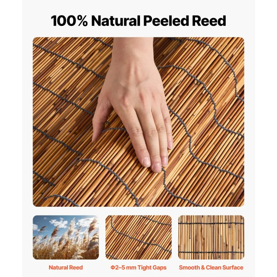 VEVOR Natural Reed Fencing, 4 ft x 16.4 ft, Decorative Natural Reed Fencing Roll, Decorative Fence for Backyard Garden Divider, Privacy Screen Panel Curtain for Balcony Patio Garden Backyard Outdoor