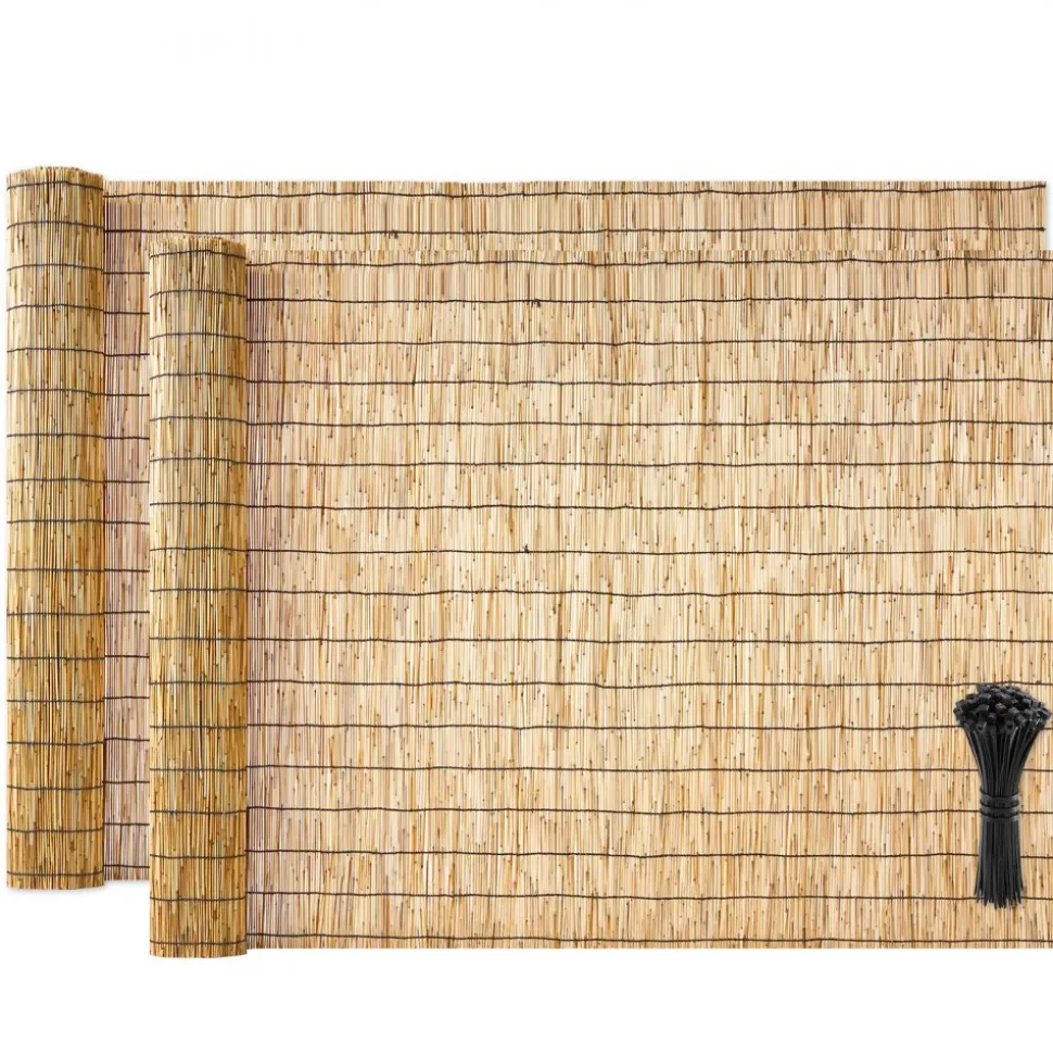 VEVOR Natural Reed Fencing, 6 ft x 16.4 ft, Decorative Natural Reed Fencing Roll, Decorative Fence for Backyard Garden Divider, Privacy Screen Panel Curtain for Balcony Patio Garden Backyard Outdoor