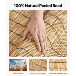 VEVOR Natural Reed Fencing, 6 ft x 16.4 ft, Decorative Natural Reed Fencing Roll, Decorative Fence for Backyard Garden Divider, Privacy Screen Panel Curtain for Balcony Patio Garden Backyard Outdoor