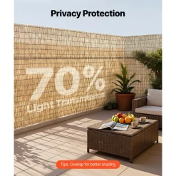 VEVOR Natural Reed Fencing, 5.58 x 16.4 ft, Decorative Natural Reed Fencing Roll, Decorative Fence for Backyard Garden Divider, Privacy Screen Panel Curtain for Balcony Patio Garden Backyard Outdoor