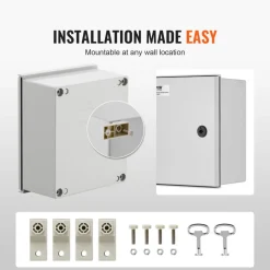 VEVOR NEMA Electric Box, 12x10x6'' NEMA 4X Fiberglass Electric Enclosure, IP66 Water & Dust Resistant, Suitable for Both Outdoor & Indoor Use, Includes Mounting Plate (30x25x14 cm)