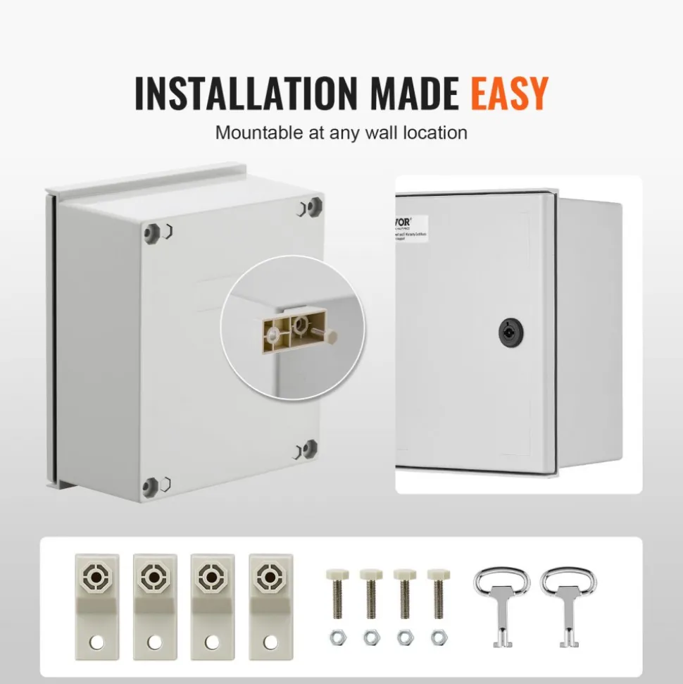 VEVOR NEMA Electric Box, 12x10x6'' NEMA 4X Fiberglass Electric Enclosure, IP66 Water & Dust Resistant, Suitable for Both Outdoor & Indoor Use, Includes Mounting Plate (30x25x14 cm)