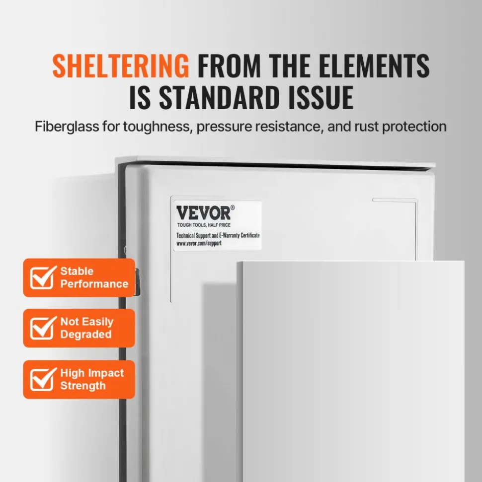VEVOR NEMA Electric Box, 12x10x6'' NEMA 4X Fiberglass Electric Enclosure, IP66 Water & Dust Resistant, Suitable for Both Outdoor & Indoor Use, Includes Mounting Plate (30x25x14 cm)