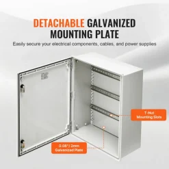 VEVOR NEMA Enclosure, 20 x 16 x 8 inches, NEMA 4X Fiberglass Steel Electrical Box, IP66 Waterproof & Dustproof Hinged Junction Box for Outdoor Indoor Use, with Mounting Plate(50x40x20 cm))