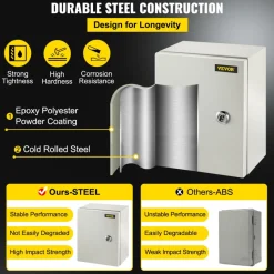 VEVOR NEMA Metal Case, 10 x 8 x 6'' NEMA 4X Metal Electric Enclosure, IP66 Water & Dust Resistant, Suitable for Both Outdoor & Indoor Use, Includes Mounting Plate