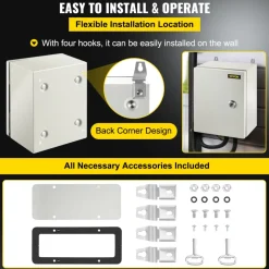 VEVOR NEMA Metal Case, 10 x 8 x 6'' NEMA 4X Metal Electric Enclosure, IP66 Water & Dust Resistant, Suitable for Both Outdoor & Indoor Use, Includes Mounting Plate