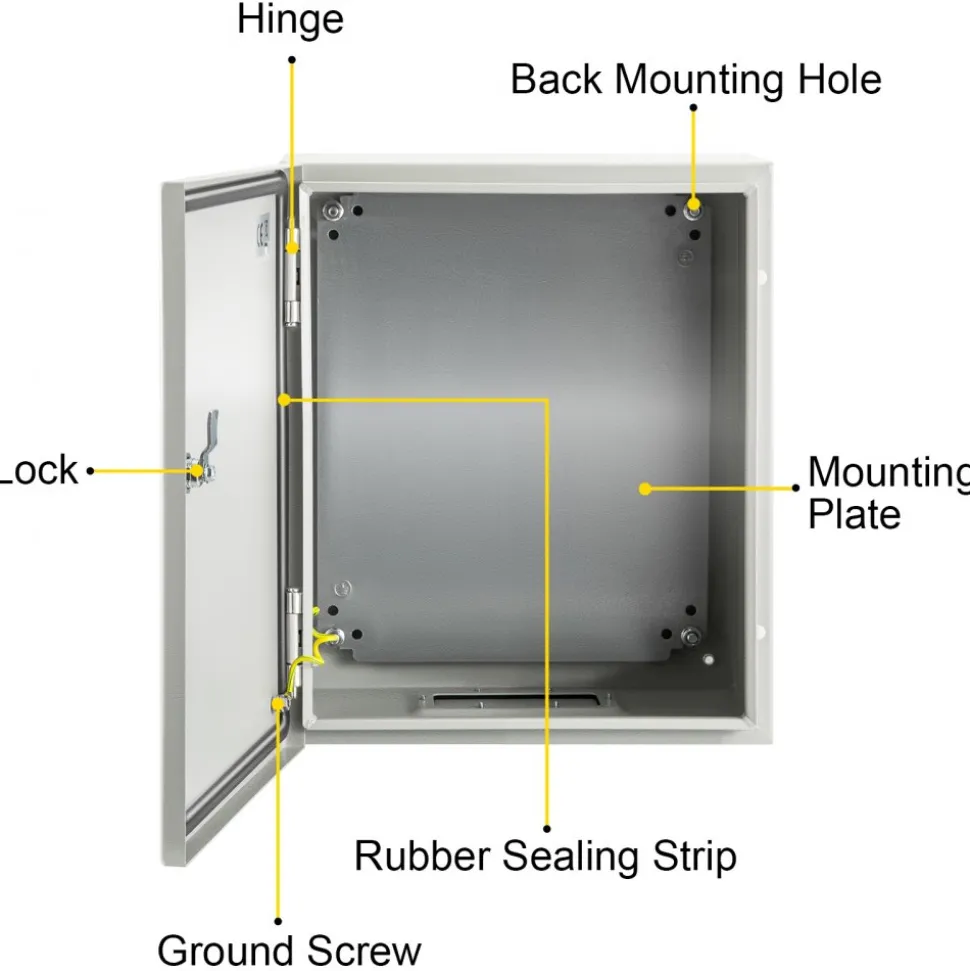 VEVOR NEMA Metal Case, 10 x 8 x 6'' NEMA 4X Metal Electric Enclosure, IP66 Water & Dust Resistant, Suitable for Both Outdoor & Indoor Use, Includes Mounting Plate