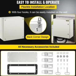 VEVOR NEMA Metal Case, 24x24x12'' NEMA 4X Metal Electric Enclosure, IP66 Water & Dust Resistant, Suitable for Both Outdoor & Indoor Use, Includes Mounting Plate