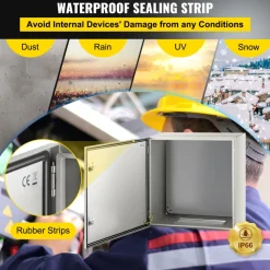 VEVOR NEMA Metal Case, 24x24x12'' NEMA 4X Metal Electric Enclosure, IP66 Water & Dust Resistant, Suitable for Both Outdoor & Indoor Use, Includes Mounting Plate