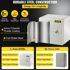 VEVOR NEMA Metal Case, 8x8x6'' NEMA 4X Metal Electric Enclosure, IP66 Water & Dust Resistant, Suitable for Both Outdoor & Indoor Electrical Connections