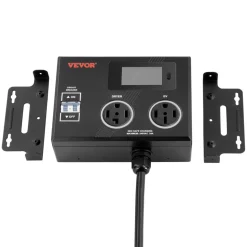 VEVOR NEMA Splitter for Dryer and EV, 3-Color LED Indicator, 240V Smart Power Distribution, With NEMA 14-30 Plug, NEMA 14-30 & NEMA 14-50 Outlets, Large 3.4-Inch LCD Screen, for Max 24A Dryer or EV