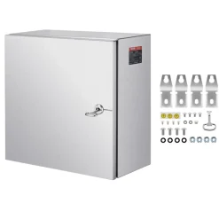 VEVOR NEMA Stainless Steel Enclosure, 12 x 12 x 8'' NEMA 4X Steel Electrical Box, IP66 Waterproof & Dustproof, Outdoor/Indoor Electrical Junction Box, with Mounting Plate