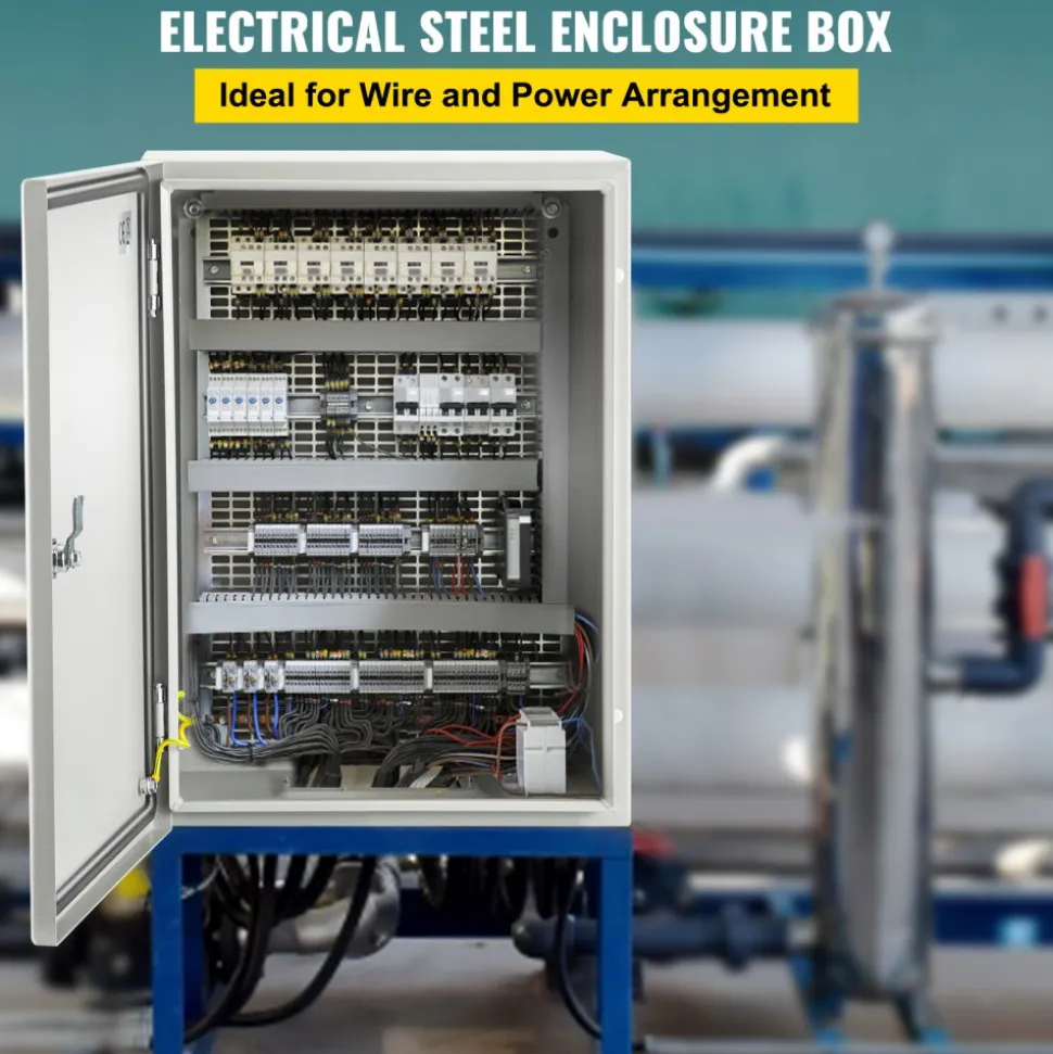 VEVOR NEMA Steel Case, Dimensions 16x12x8 inches, NEMA 4X Steel Electric Enclosure, IP66 Rated for Water and Dust Resistance, Suitable for Both Outdoor and Indoor Use, Includes Mounting Plate