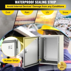 VEVOR NEMA Steel Case, Dimensions 16x12x8 inches, NEMA 4X Steel Electric Enclosure, IP66 Rated for Water and Dust Resistance, Suitable for Both Outdoor and Indoor Use, Includes Mounting Plate