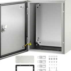 VEVOR NEMA Steel Case, Dimensions 16x12x8 inches, NEMA 4X Steel Electric Enclosure, IP66 Rated for Water and Dust Resistance, Suitable for Both Outdoor and Indoor Use, Includes Mounting Plate