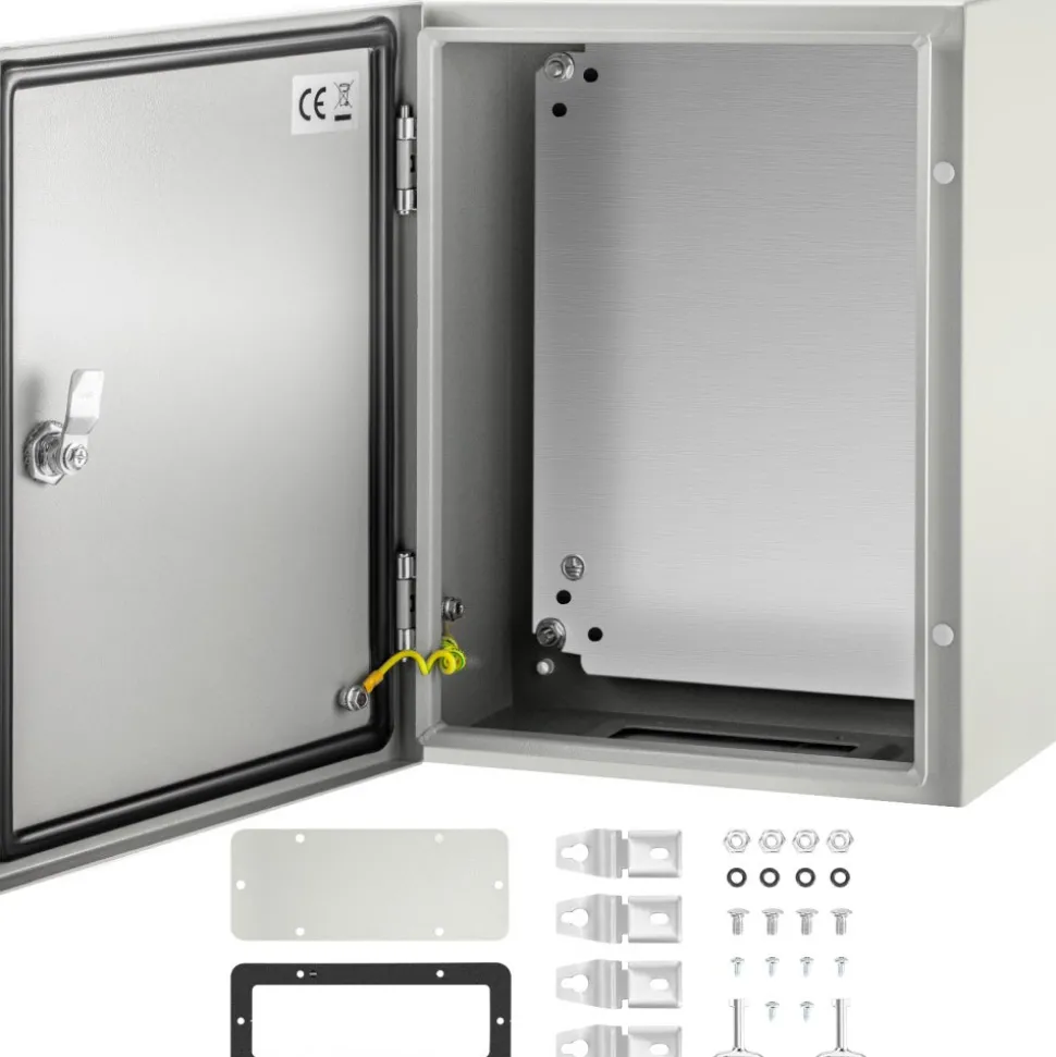 VEVOR NEMA Steel Case, Dimensions 16x12x8 inches, NEMA 4X Steel Electric Enclosure, IP66 Rated for Water and Dust Resistance, Suitable for Both Outdoor and Indoor Use, Includes Mounting Plate