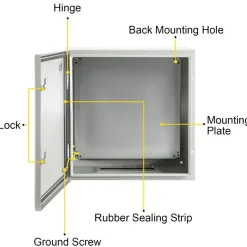 VEVOR NEMA Steel Case, 24x24x8'' NEMA 4X Metal Electric Enclosure, IP66 Water & Dust Resistant, Suitable for Both Outdoor & Indoor Use, Includes Mounting Plate