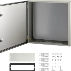 VEVOR NEMA Steel Case, 24x24x8'' NEMA 4X Metal Electric Enclosure, IP66 Water & Dust Resistant, Suitable for Both Outdoor & Indoor Use, Includes Mounting Plate