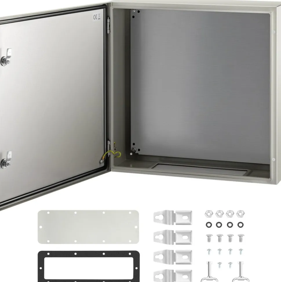 VEVOR NEMA Steel Case, 24x24x8'' NEMA 4X Metal Electric Enclosure, IP66 Water & Dust Resistant, Suitable for Both Outdoor & Indoor Use, Includes Mounting Plate