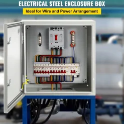 VEVOR NEMA Steel Case, 24x24x8'' NEMA 4X Metal Electric Enclosure, IP66 Water & Dust Resistant, Suitable for Both Outdoor & Indoor Use, Includes Mounting Plate