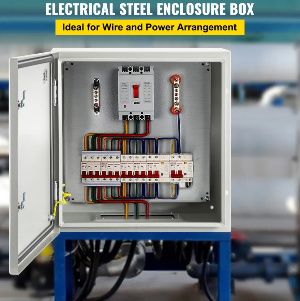 VEVOR NEMA Steel Case, 24x24x8'' NEMA 4X Metal Electric Enclosure, IP66 Water & Dust Resistant, Suitable for Both Outdoor & Indoor Use, Includes Mounting Plate